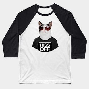 Punk Cat with round glasses Baseball T-Shirt